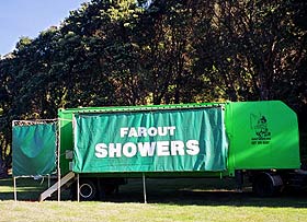 12 Cubicle Mobile Showers when in use